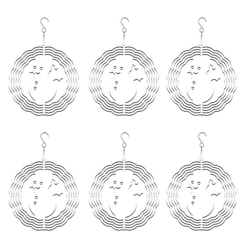 

6Pack 8 Inch Sublimation Wind Spinner Blanks Christmas Day Wind Spinners Hanging Wind Spinners For Outdoor Garden Durable White