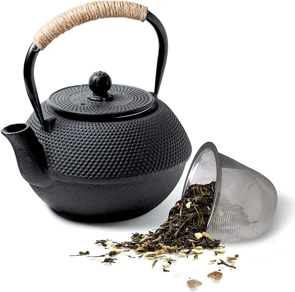 600/800/1200ML Cast Iron Teapot Japanese Iron Tea Pot with Stainless Steel Infuser Tea Kettle for Boiling Water Oolong Tea