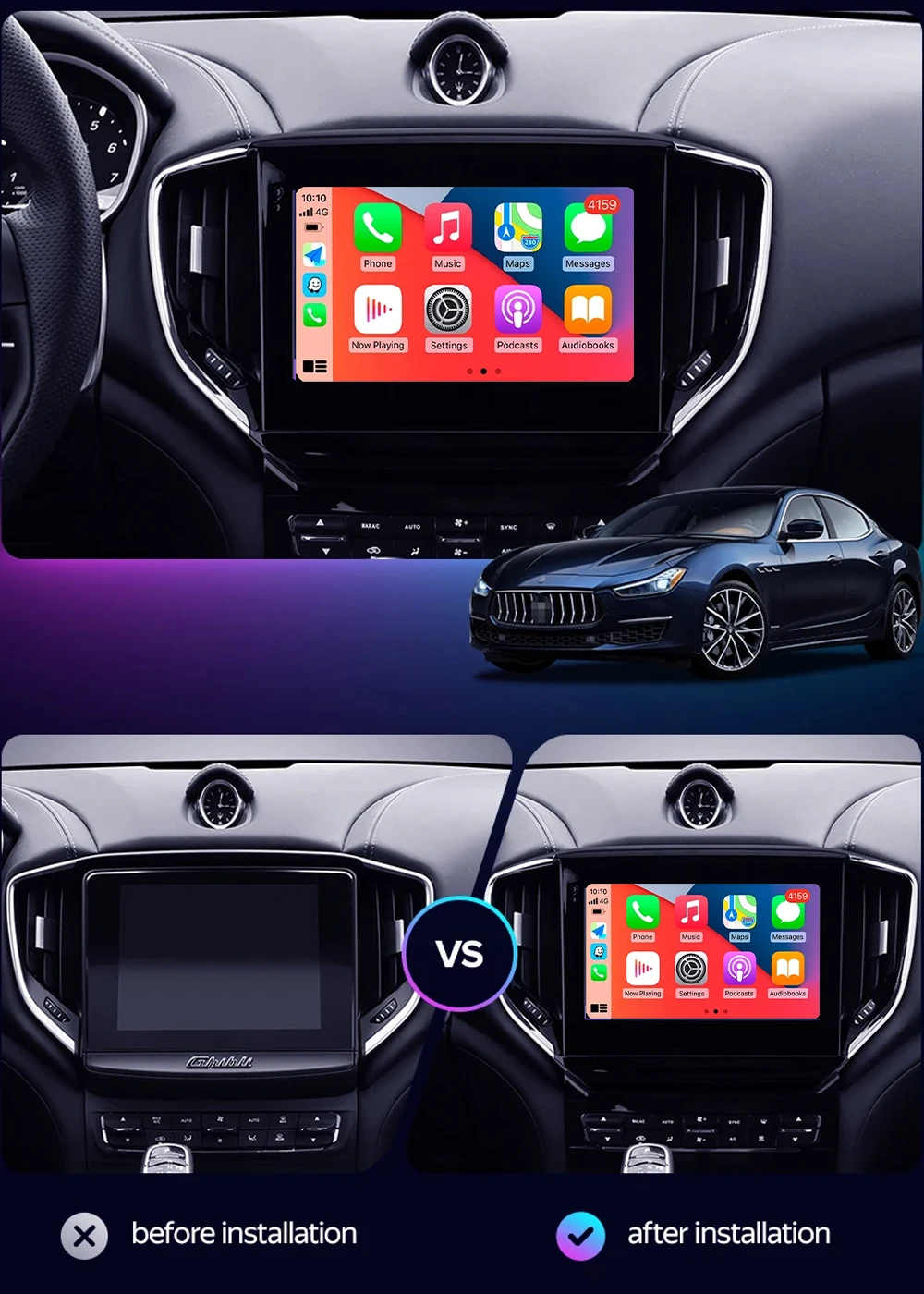 Android 14 Carplay Auto For Maserati Ghibli M157 2017 - 2020 Car Radio Multimedia Video Player Navigation GPS No 2Din 2 Din DVD
