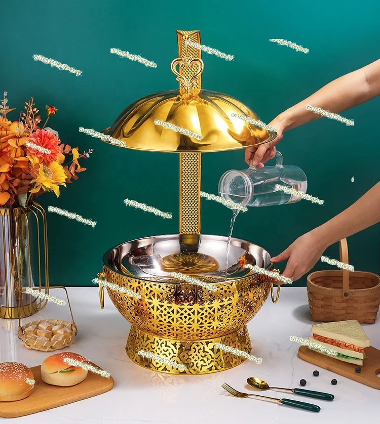 Supplies Cookware Chafing Dish for Buffet Set Hot Selling Gold Round Food Warmer Luxury Wedding Party