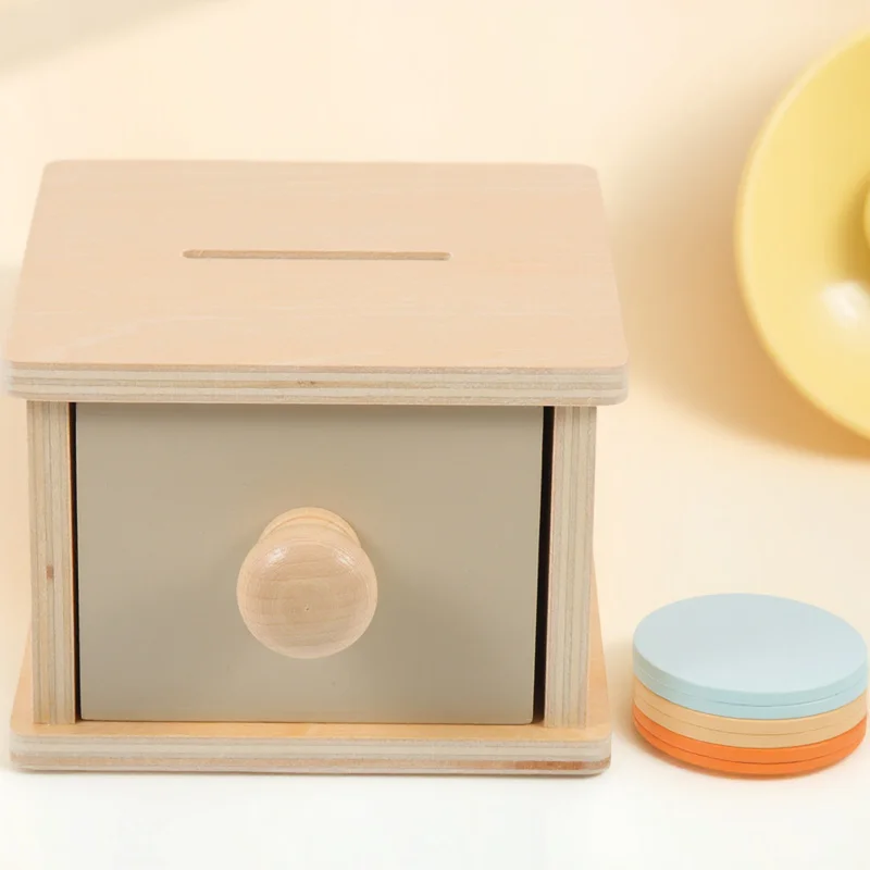 

1pc Montessori Coin For Kids Toddlers 1-3 Years Wooden Learning Fine Motor Skills Training Educational Color Cognition Imitation