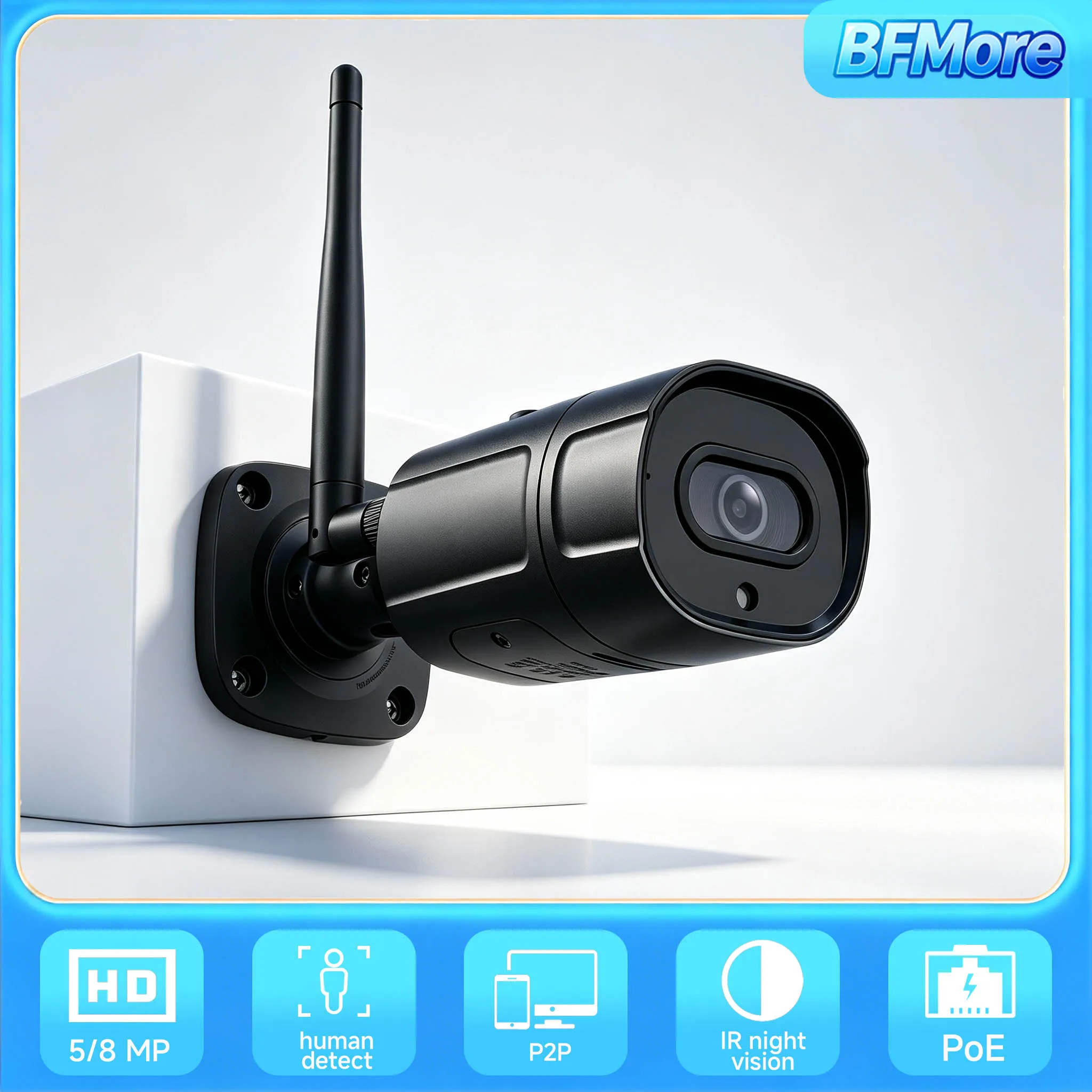 BFMore WiFi Security 5MP 4K IP камера Outdoor 3.6mm Wireless Video Surveillance 8MP IR Night View Security Bullet камера