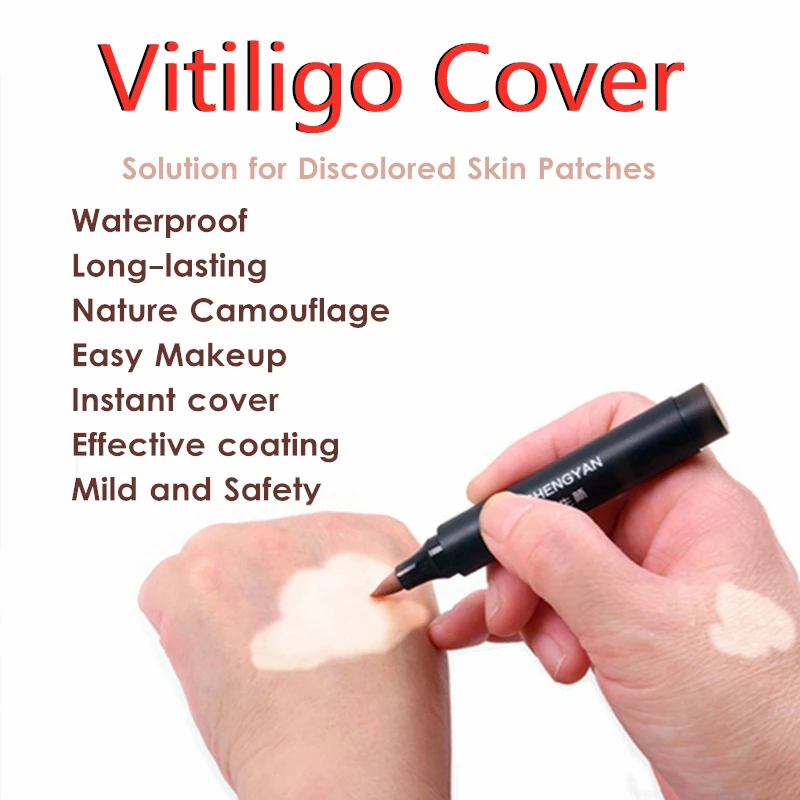 Vitiligo Skin Camouflage Cover Waterproof Cosmetic Makeup Liquid Long-lasting Coverage Masking on Face, Hands and Body