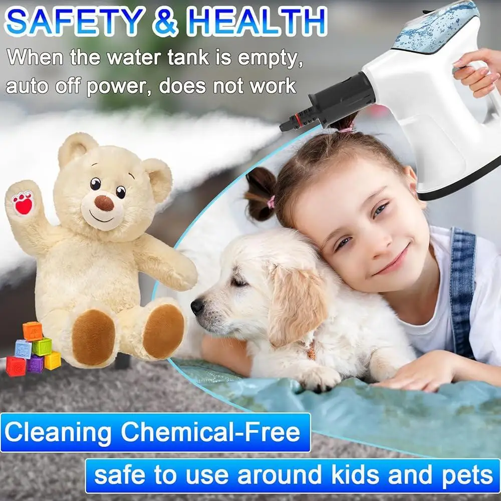 휴대용 스팀 청소기 휴대용 빠른 가열 시각화 된 물 탱크 9 액세서리 안전 가정용 그라우트 청소