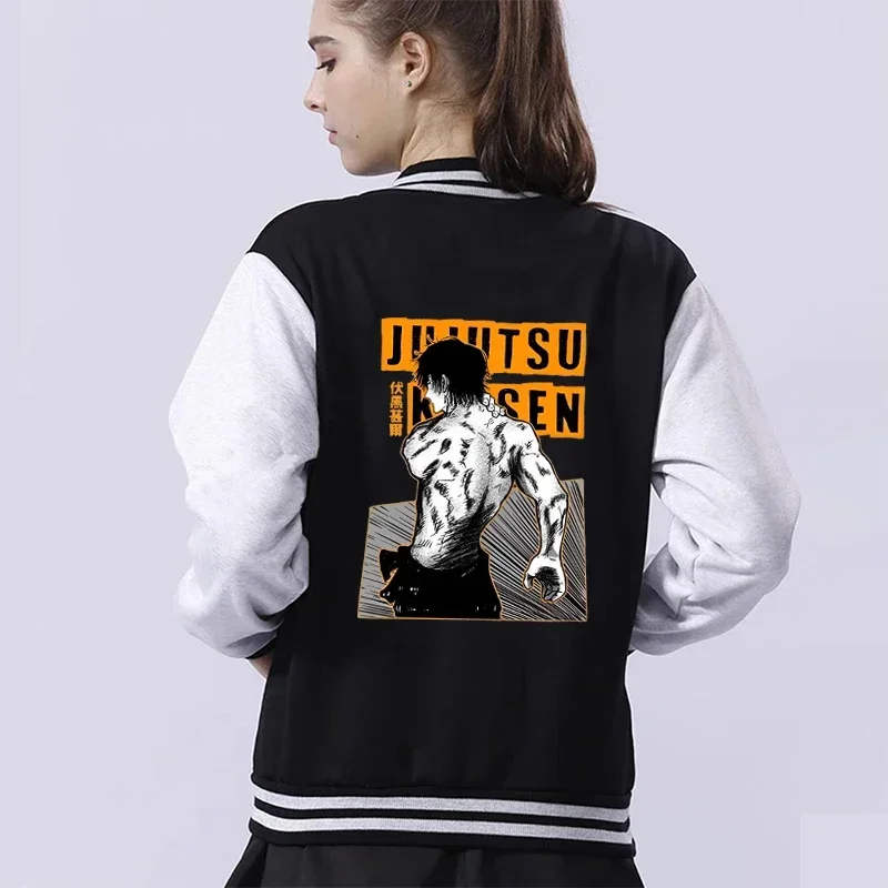 Nieuwe fushigurtoji bedrukte honkbaljas dames heren outdoor lange mouwen hiphop persoonlijkheid sweatshirt jersey jas