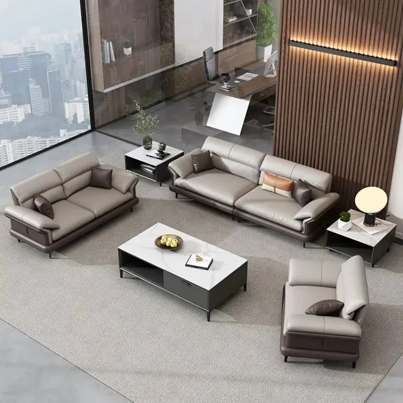 Orange wooden modern executive design Italian style office furniture leather sofa cover