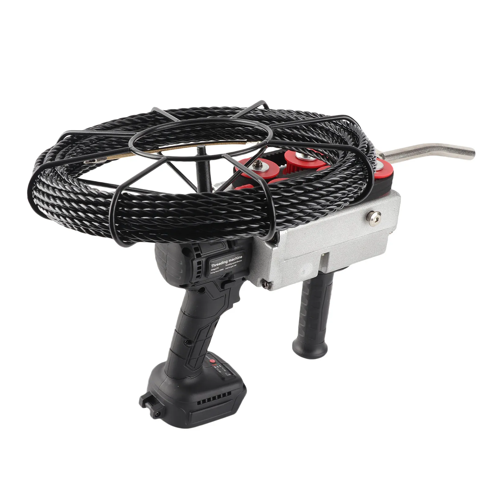 15m Wire Electric Pipe Threader Brushless Motor Handheld Threading Machine for BL1830 BL1840 BL1850 Battery Interface