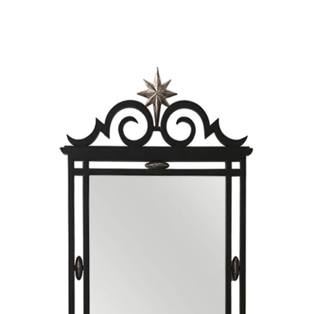 Elegant Rectangular Mirror with Decorative Metal Grille and Star Accent for bedroom