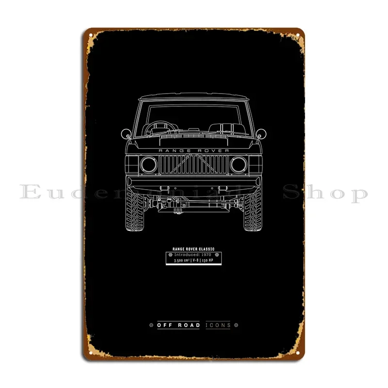 Range Rover Classic BW Metal Plaque Poster  Retro Garage Wall Decor  Designer Tin Sign for Home  Office