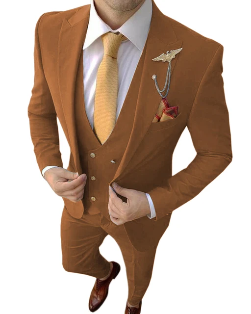 Homme Costume Men's Blue Suits Peaked Lapel Business Wedding Tuxedos Terno Masculine Slim Fit Groom Prom Party Blazer 3 Pieces