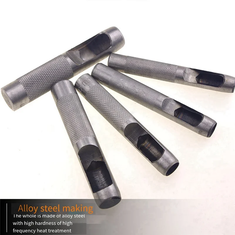 YWDZ-15 Piece Circular Punching Belt Punch Set Silver Metal Is Suitable For Leather Craft Tools