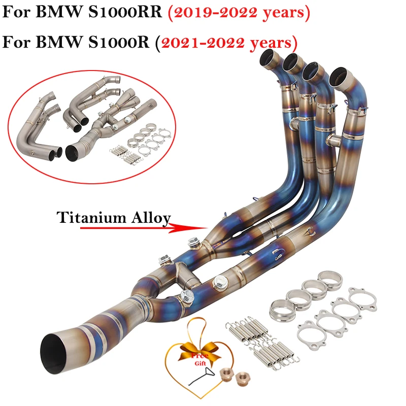 

Titanium Alloy For BMW S1000RR S1000R 2019 - 2022 Motorcycle Exhaust Escape Syetems Header Front And Middle Link Pipe Muffler