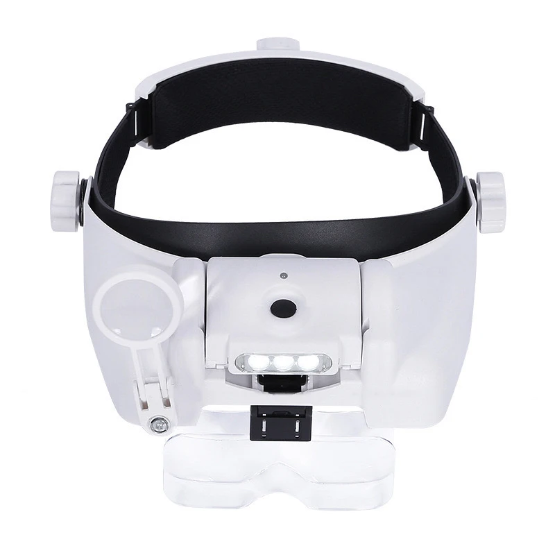 Head-mounted 31-fold triple LED light reading magnifying glass USB rechargeable battery long standby helmet magnifying glass