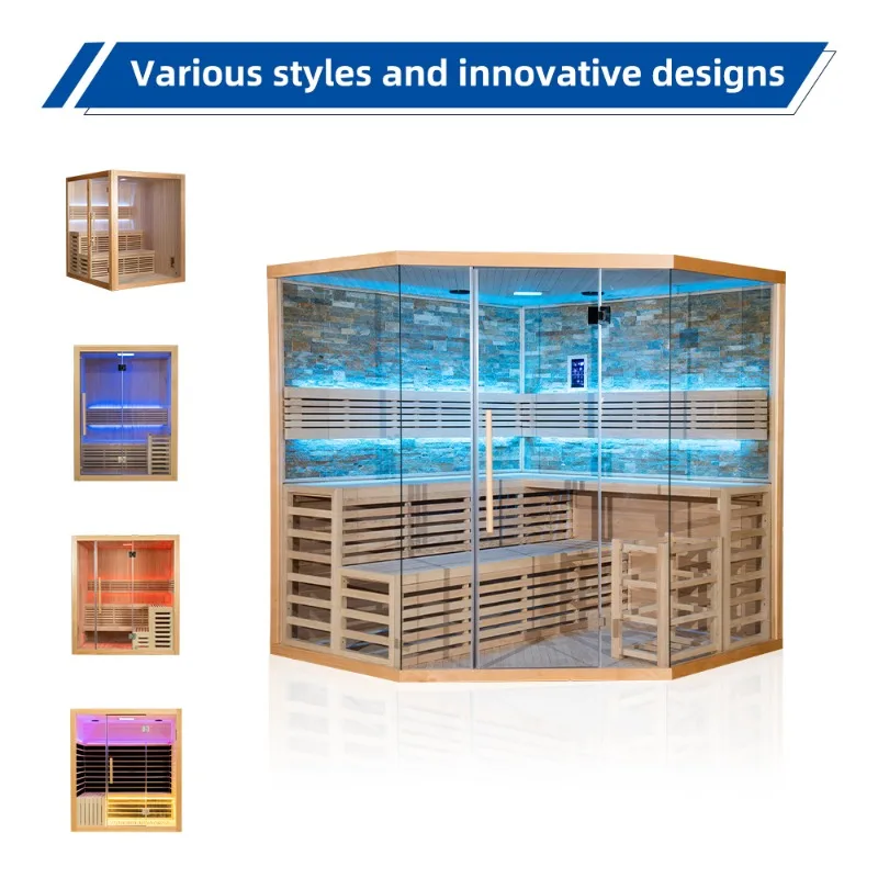 Customizable 10-Person Commercial Large Traditional Dry Sauna Room Indoor Gym & Massage Steam Feature Hidden Cam for Sale