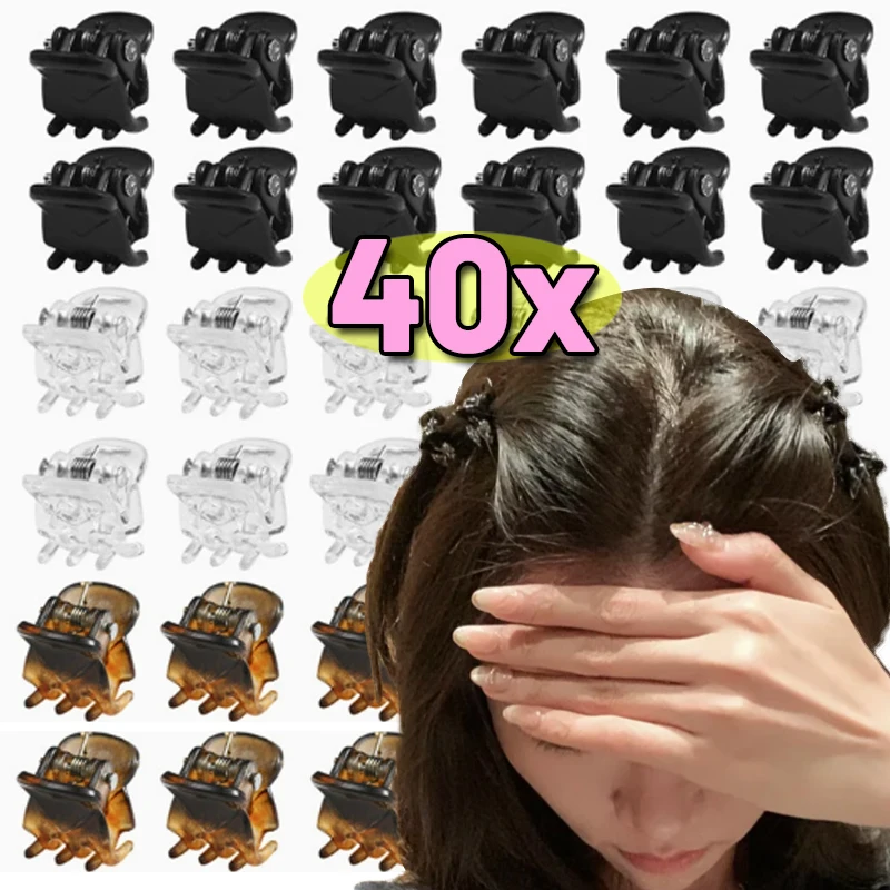 

Korean Cute Mini Hair Claw Clips 10/40PCS Black Transparent Hairs Clips for Women Girls Small Plastic Hairpin Hair Accessories