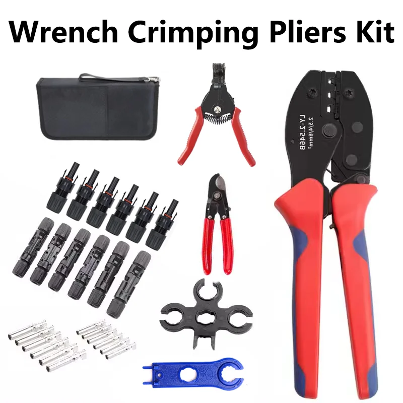 

SN-2546B Solar PV Panel Crimping Tool Kit for 2.5/4/6mm2(14-10AWG) with Spanner Wrench Stripper Solar connectors