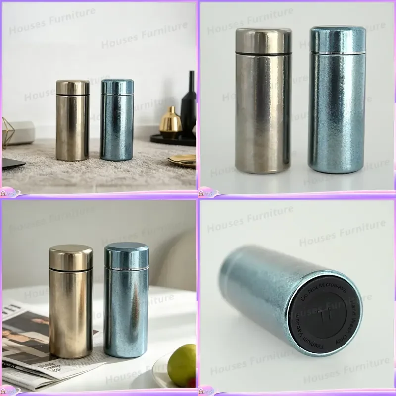 Mini Double Wall Titanium Vacuum Insulated Water Bottle 210ml 7oz Leak Proof BPA Free Portable Travel Flask 24H Heat Cold