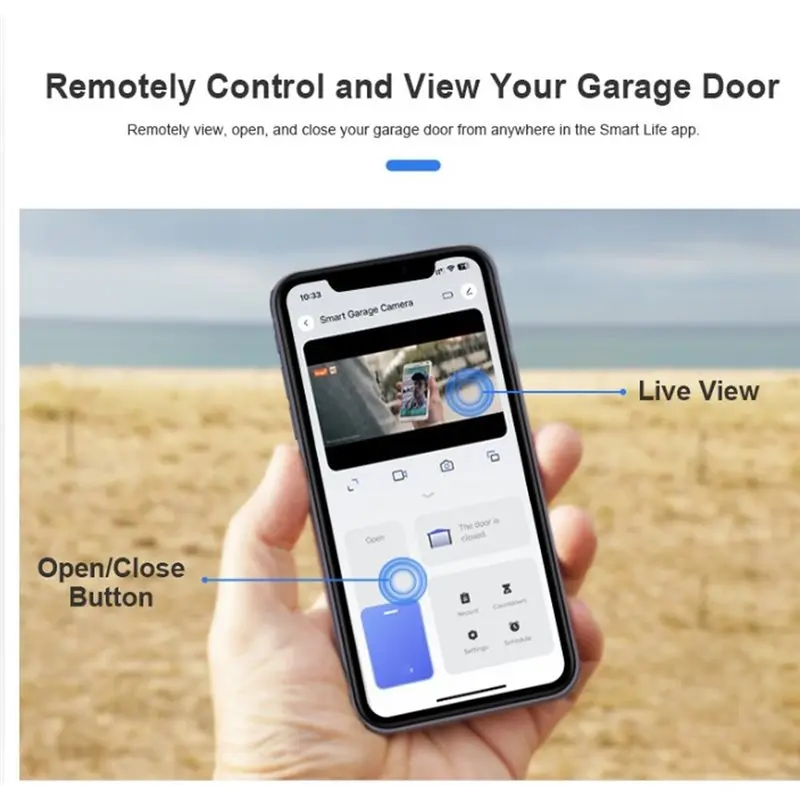 N84R Tuya Smart Wifi Garage Door Opener With Camera Monitor 1080P Smart Garage Camera Support 2-Way Talk For Alexa Hey Google
