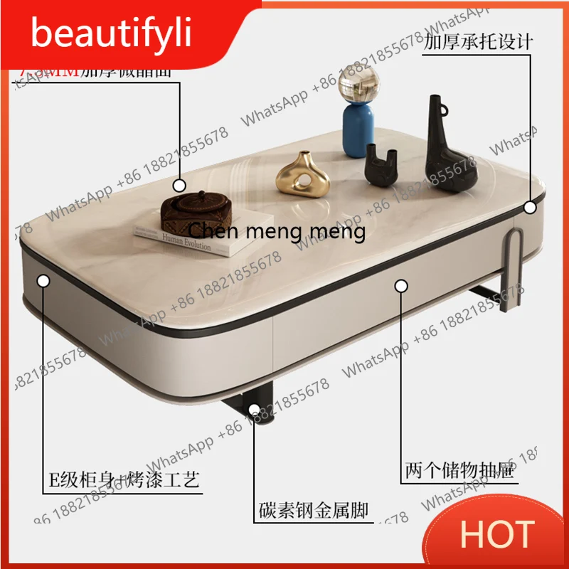 

A139 Minimalist advanced microcrystalline stone coffee table household small apartment modern simple heightened coffee table