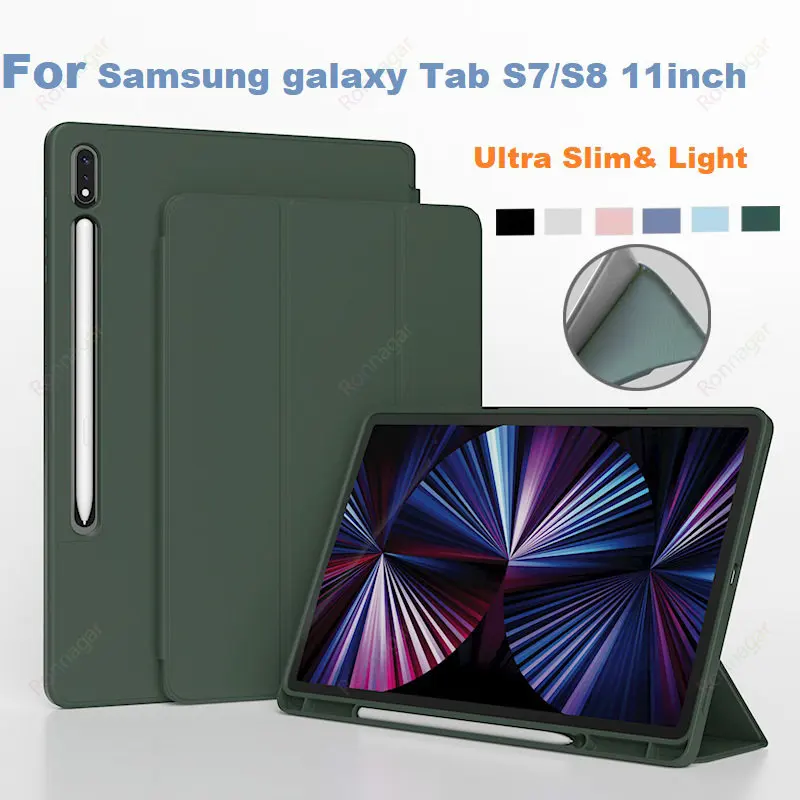 For Samsung Galaxy Tab S7 S8 11 Inch Case Full Body Protective Case with Pencil Holder for Galaxy S7 SM-X700 X706 T870 T875 T878