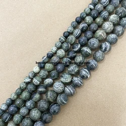 Natural Stone B Quality Green Zebra Jasper Round Beads 15