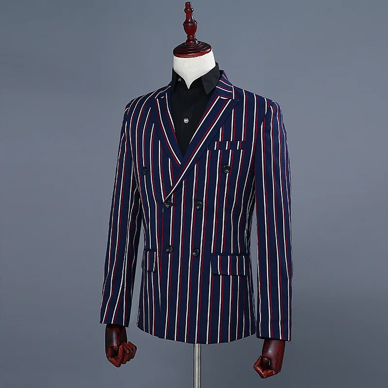 Veste de costume à rayures pour hommes, coupe couvertes décontractée, tempérament, meilleur design, printemps et automne, nouveau, 2024, H126