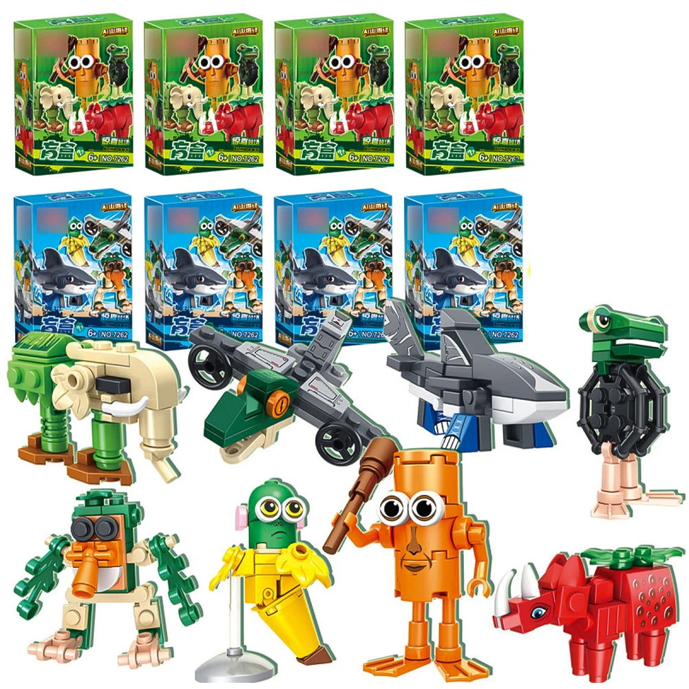 AI أنيمي Shanhaijing تونغ تونغ صحور عصا خشبية الناس تمرير مجردة اللبنات هدية لعبة حلية الطوب دمية نموذج