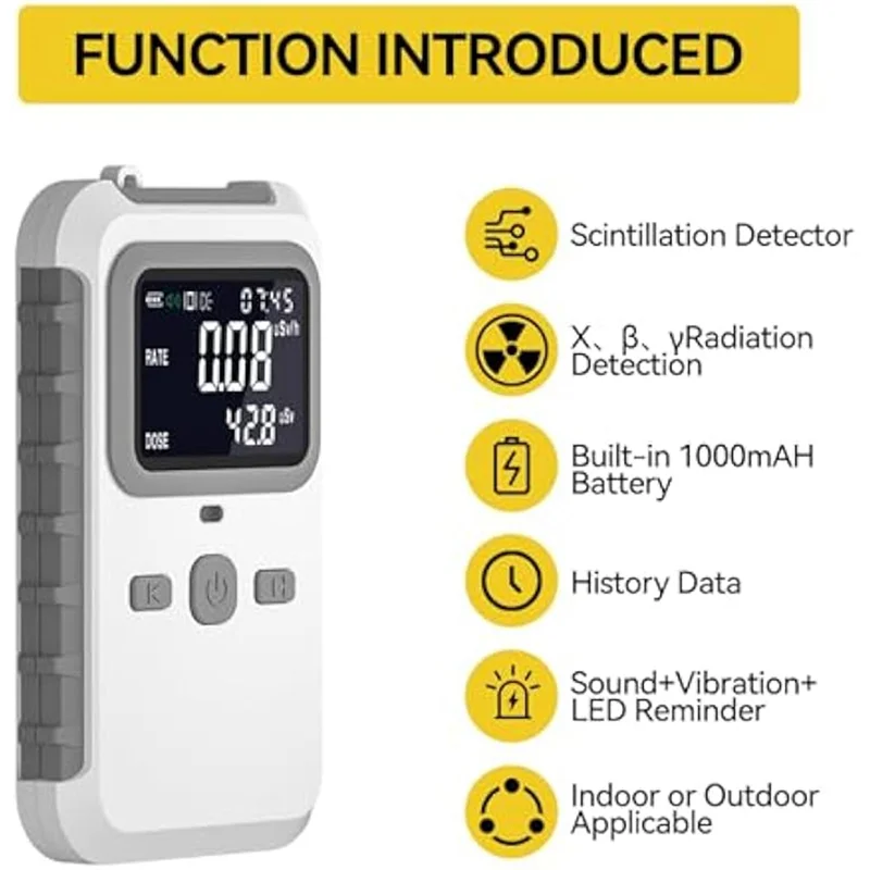 

Classy-Nuclear Radiation Detector - Radiation Dosimeter With LCD Display,Beta Gamma X-Ray Rechargeable Radiation Monitor Meter D