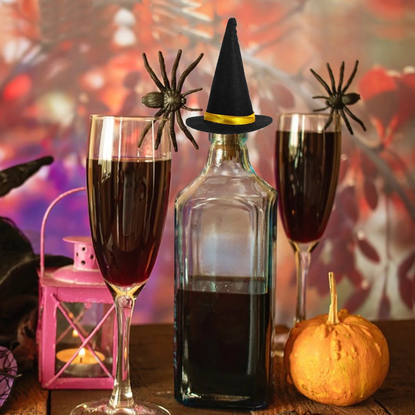 6 uds manualidades DIY decoración de botellas de dulces a granel Mini sombreros de bruja disfraces de Halloween para bebés accesorios para el cabello decoraciones de tazas