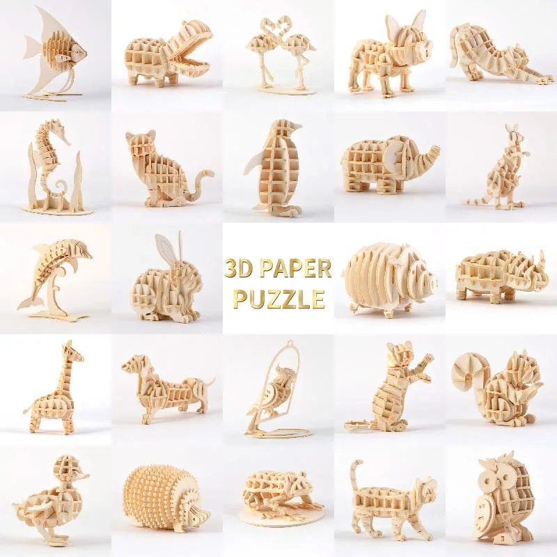 Laser Cutting 3d Paper Puzzle Toys Small Animals Marine Organism Assembly Model Kits Desk Decoration for Kids