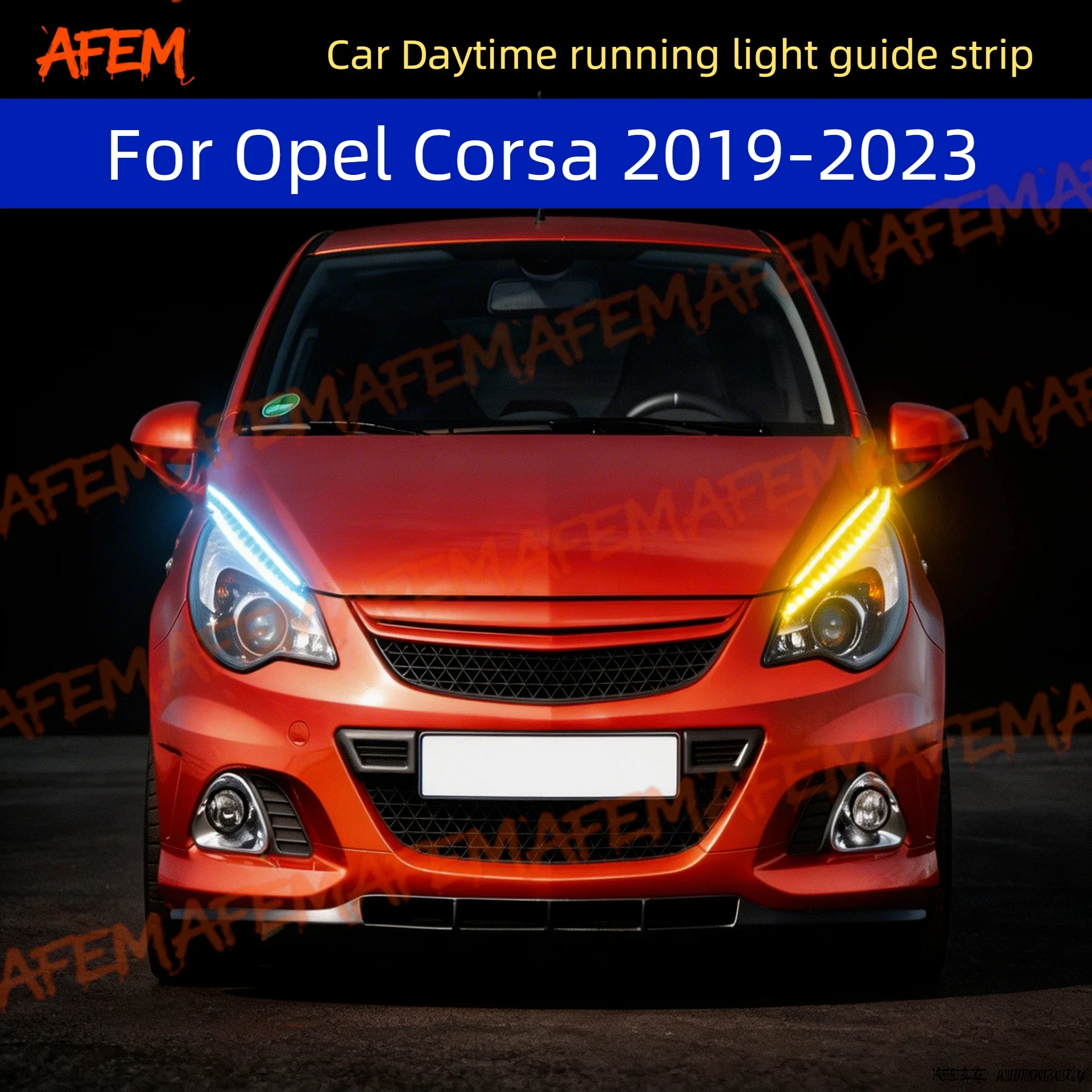 

2pcs For Opel Corsa 2019-2023 Car DRL Daytime Running Light Start Scan Style Sequential FlowingTurn Signal Light Ultra-Thin