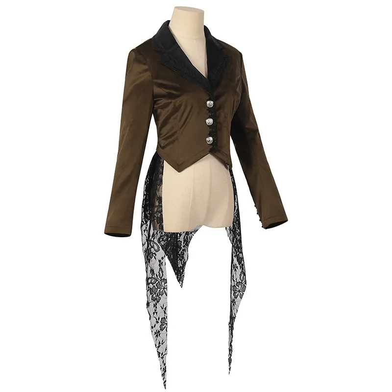 Women Medieval Renaissance Elegant Small Suit Blazers Windbreaker Jacket Coat Halloween Carnival Suit