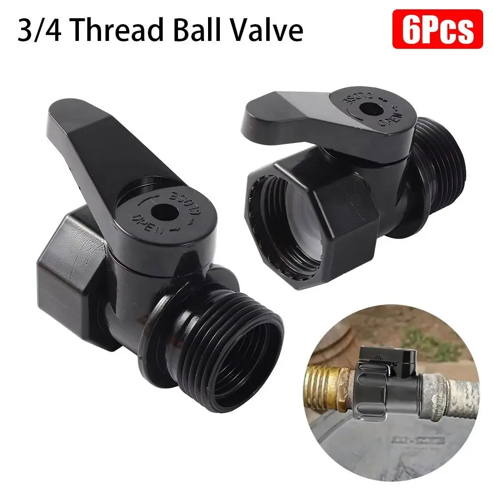 6Pcs Hose Connector 3/4 Thread Valve Adapter 3/4 Inch Female to Male Thread Water Controller Ball Valve Garden Irrigation System