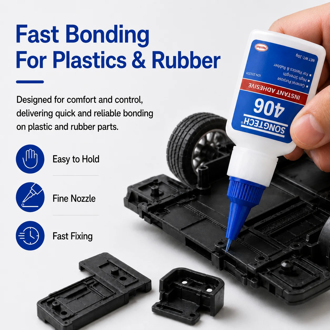 SongTech Loctite 406 Instant Adhesive Super Glue for Plastic Rubber Fast Bonding Cyanoacrylate Glue Quick Dry Repair Glue