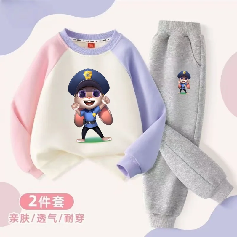 الربيع طفل الصبي الملابس مجموعة الأطفال الفتيات ديزني Zootopia 2 جودي هوبس نيك وايلد البلوز بلوزات وسراويل 2 قطعة دعوى وتتسابق #2