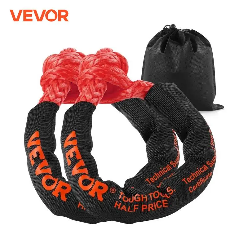 VEVOR 2Pcs Synthetic Soft Shackle Rope 44092lbs Tow Shackle Strap with Protective Sleeve for Jeep Off-Road Vehicles Recovery