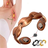 Vintage Leaves Texture Copper Color Lymphatic Drainage Therapeutic Magnetic Open Ring Magnetic Therapy Rings for Men Women