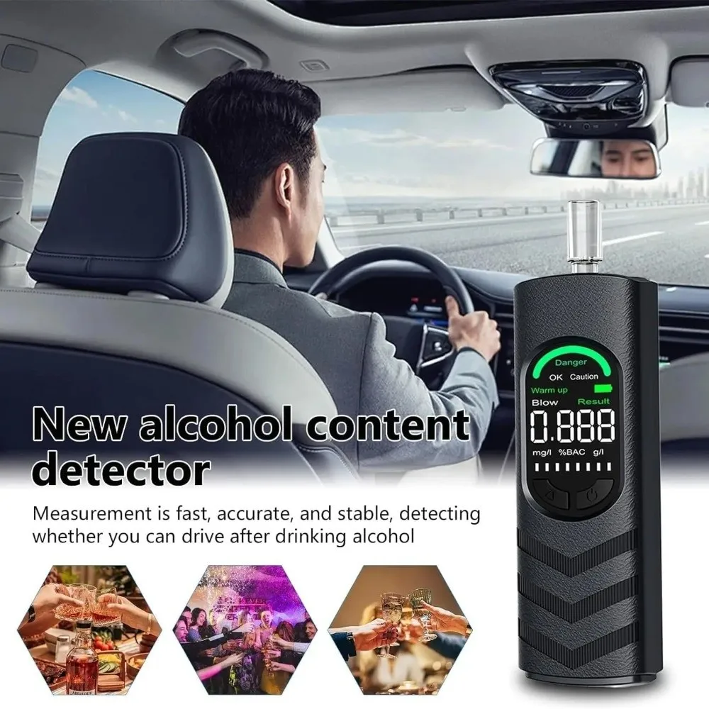 LCD Display Digital Alcohol Tester Police Grade Breath Analysis Alcohol Detector Digital Display Drunk Driving Test