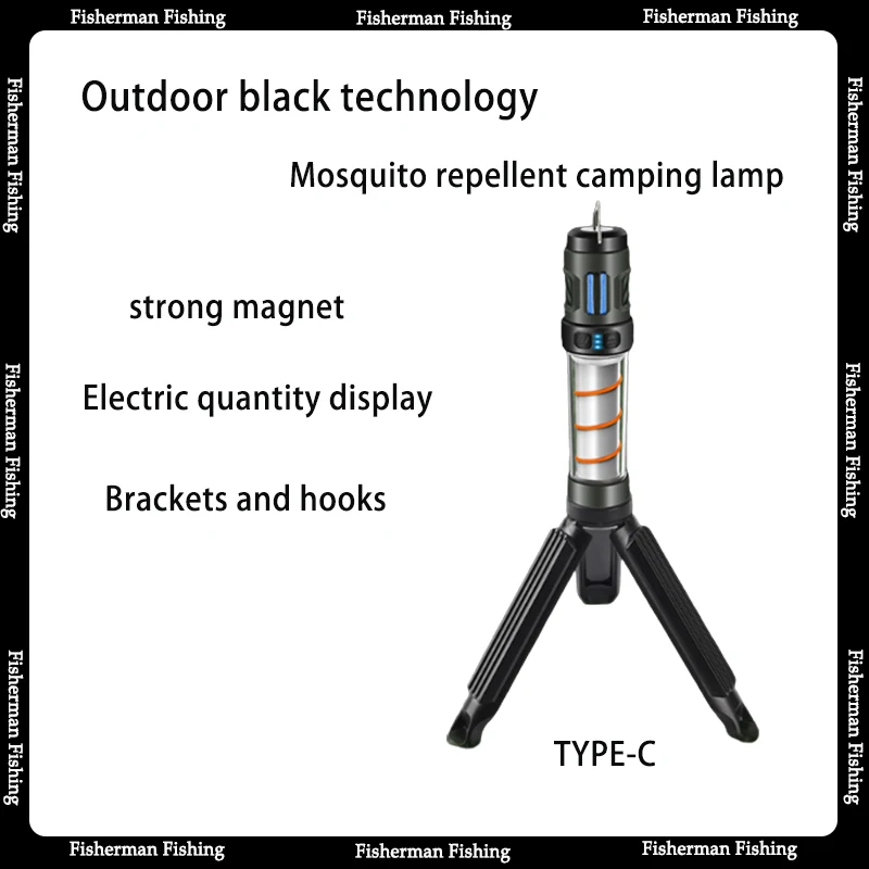 2023 New Camping Lamp Outdoor Portable Hook Tent Camping Mosquito Killer Type-c Rechargeable Outdoor Mosquito Repellent Lamp