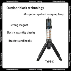 Lámpara de acampada portátil para exteriores, gancho para tienda de campaña, repelente de mosquitos recargable tipo c, novedad de 2023