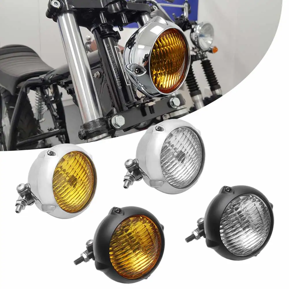 For Harley Honda Yamaha Suzuki Custom Chopper Cafe Racer 4.5" Retro Hi/Lo Beam Head Lamp Motorcycle Front Led Headlight