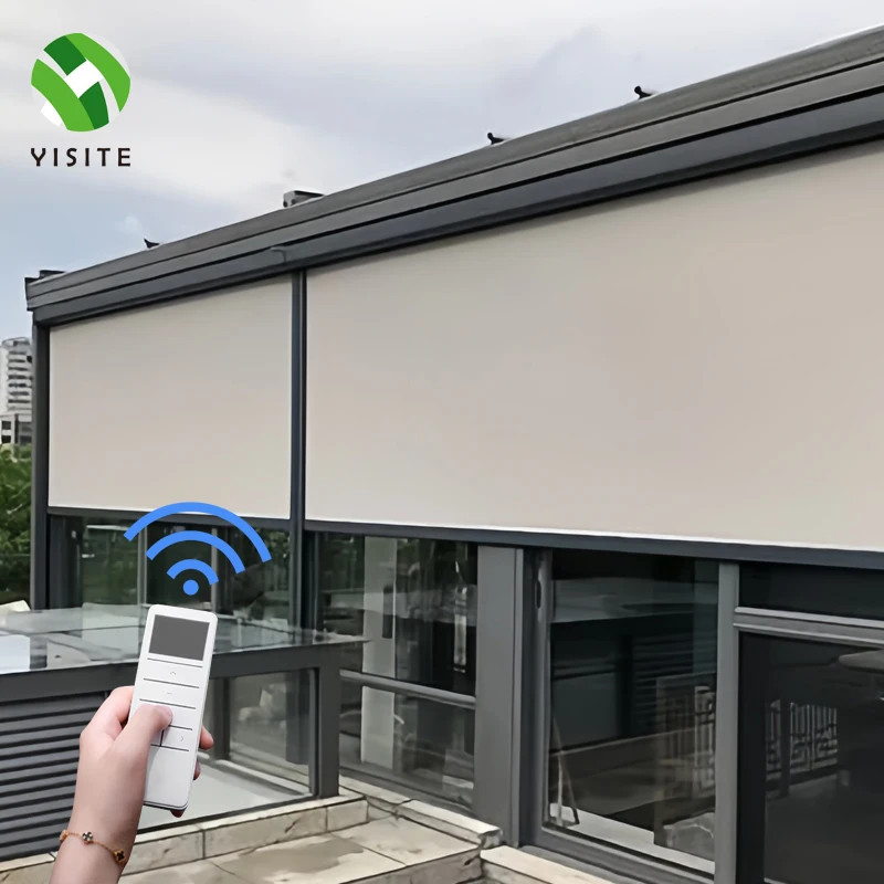 

Ultra Wide Windproof Outdoor Louvers Tubular Motor Electric Drum Waterproof Zipper Curtain Horizontal Built-in Window Use