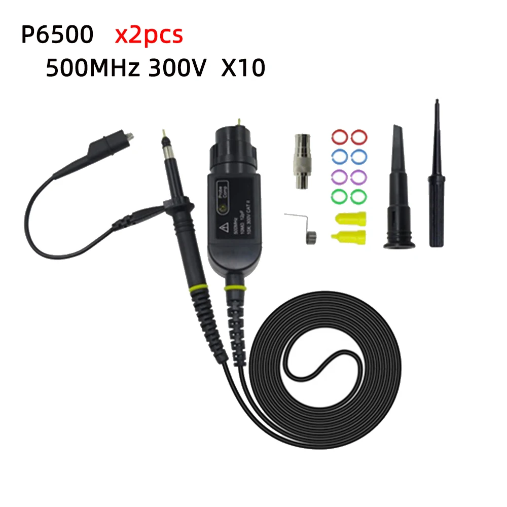 2pcs High Quality P6500 Oscilloscope Probe DC-500MHz Scope Clip Probe 100MHz  X10 X1 Accessories osciloscopio Oscilloscope Sonde