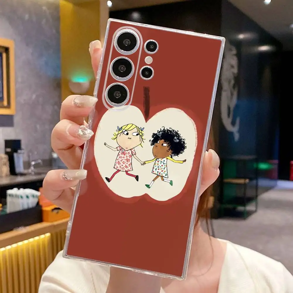 Casing Ponsel Anime Charlie Dan Lola untuk SamsungS25,24,21,22,23,30,Ultra,20,Plus,Fe,Lite,Note,10,9,5G Sampul Transparan