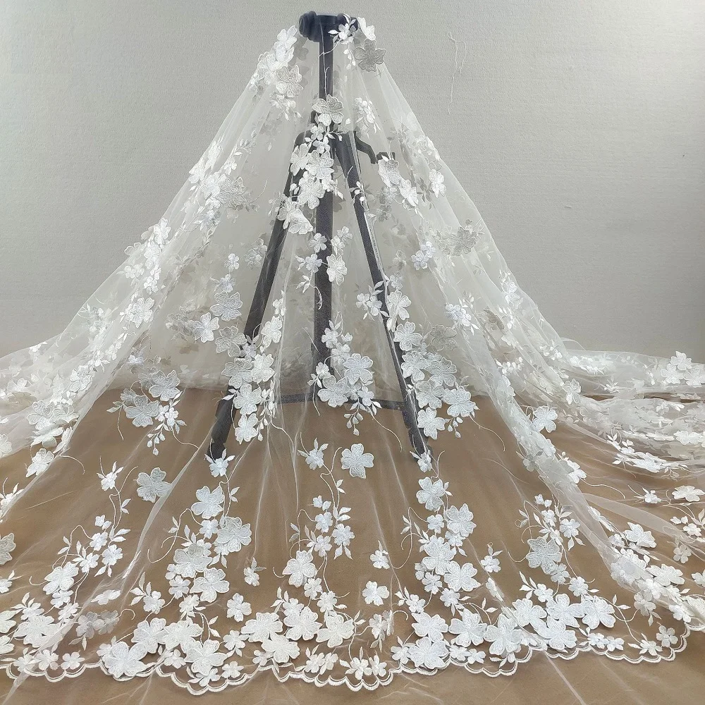 

Новая сетчатая ткань из полиэстера с 3D цветочной вышивкой, французская детская одежда, платье, женская одежда, ткань