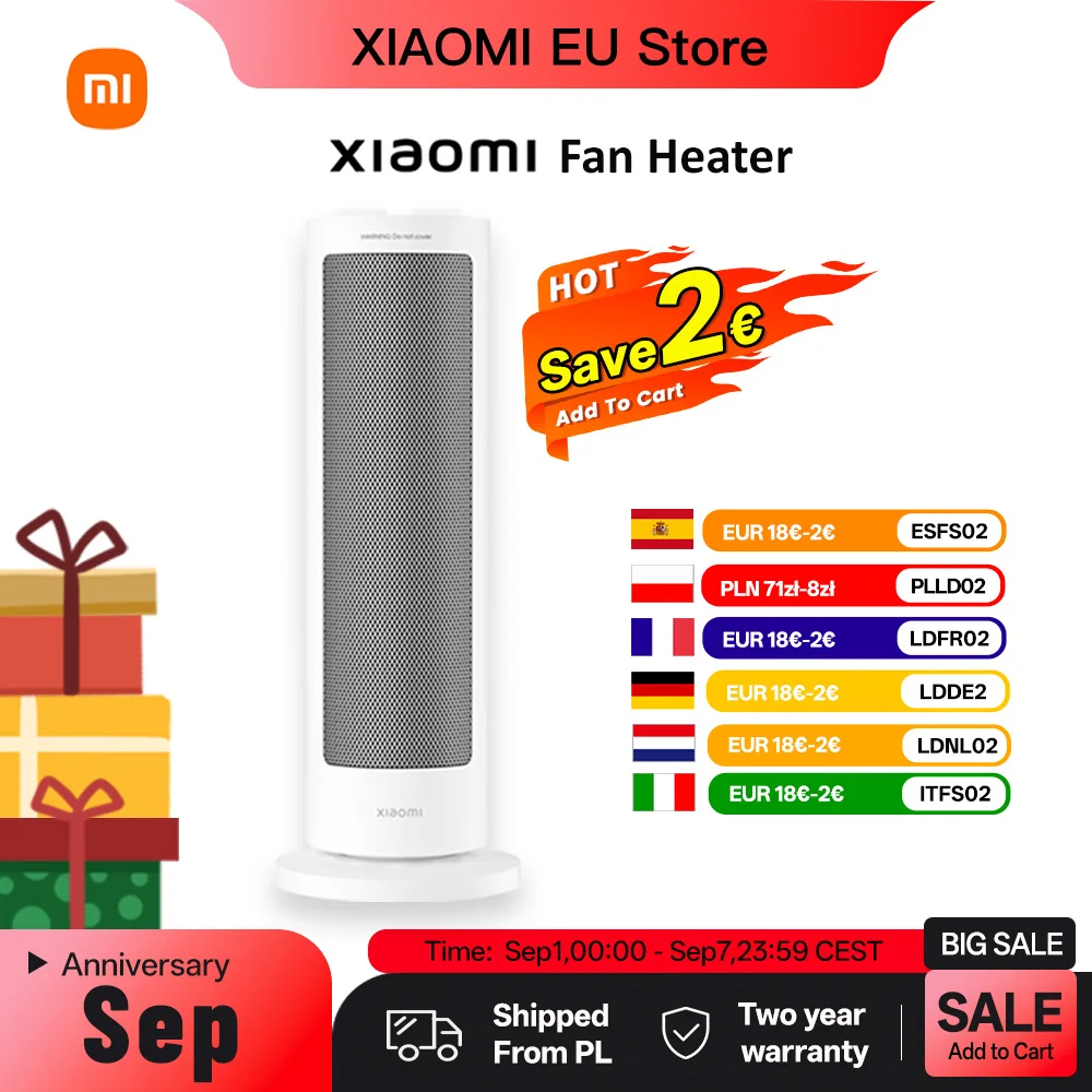 Image of XIAOMI Heizlüfter, kompakter, schnell erhitzender, oszillierender elektrischer Heizlüfter für zu Hause mit Thermostatischer Steuerung