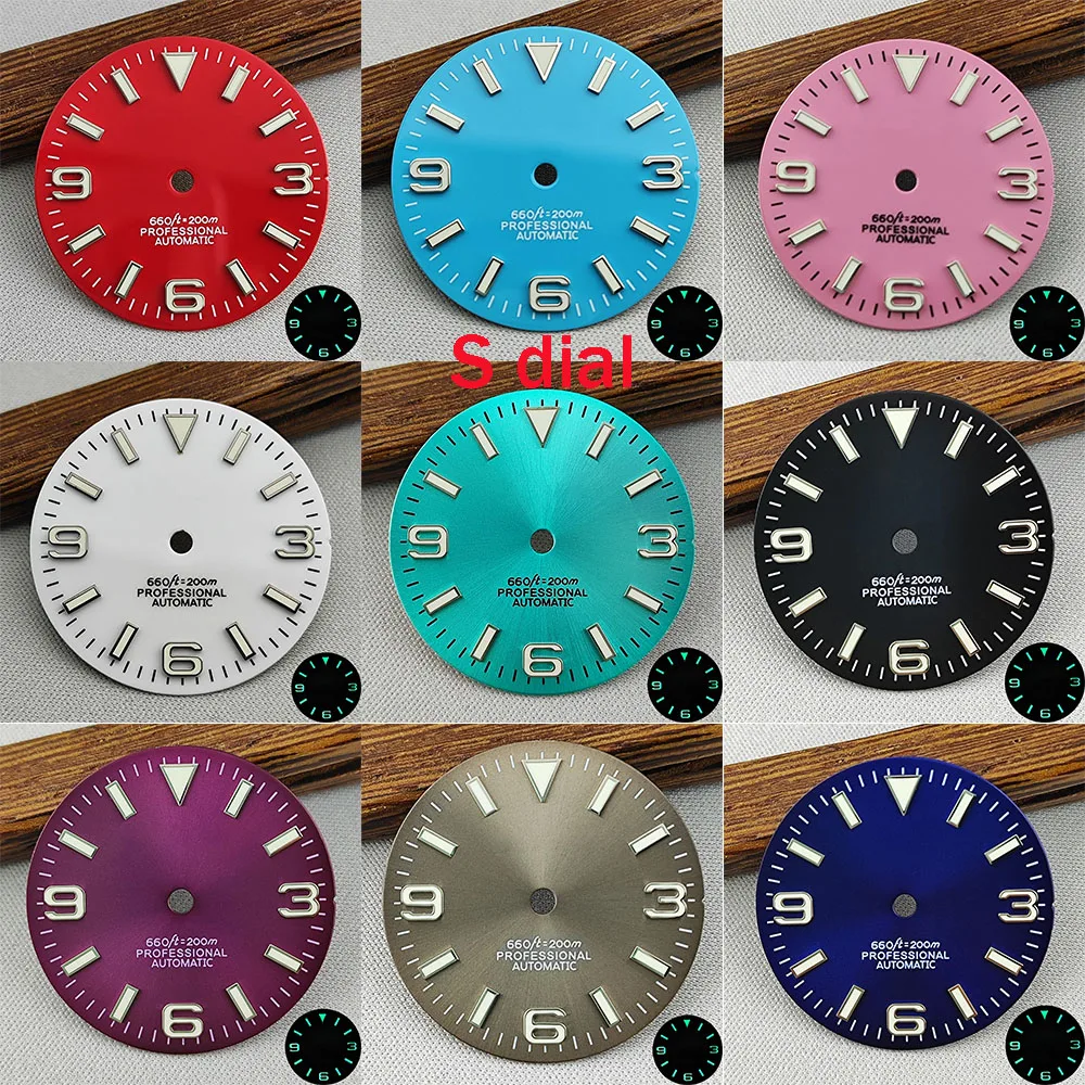 High Quality  28.5mm NH35dial watch dial S dial green luminous suitable for NH35 NH36 movement watch accessories repair tool