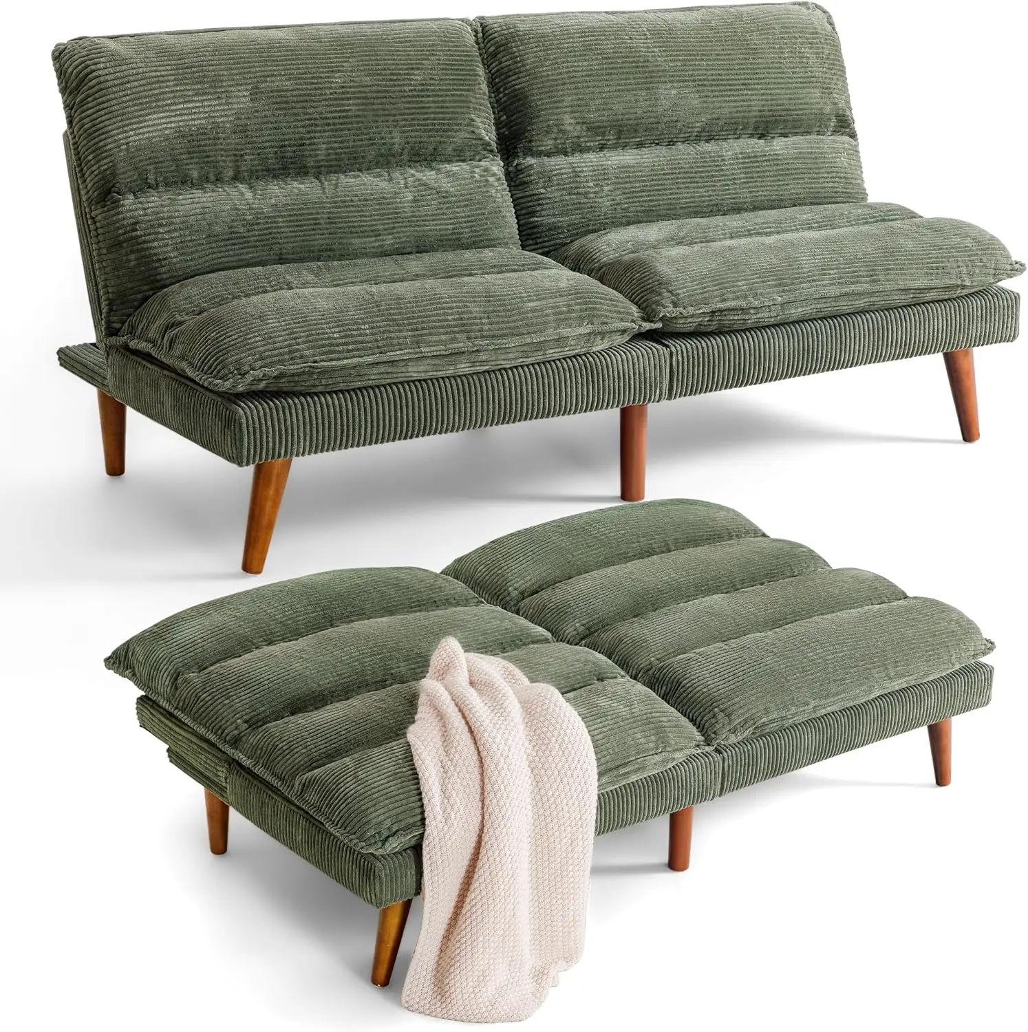 

Трансформируемый диван-футон, диван-футон с регулируемой спинкой, мягкий спальный диван-кровать для мебели для гостиной, вельветовый серый цвет