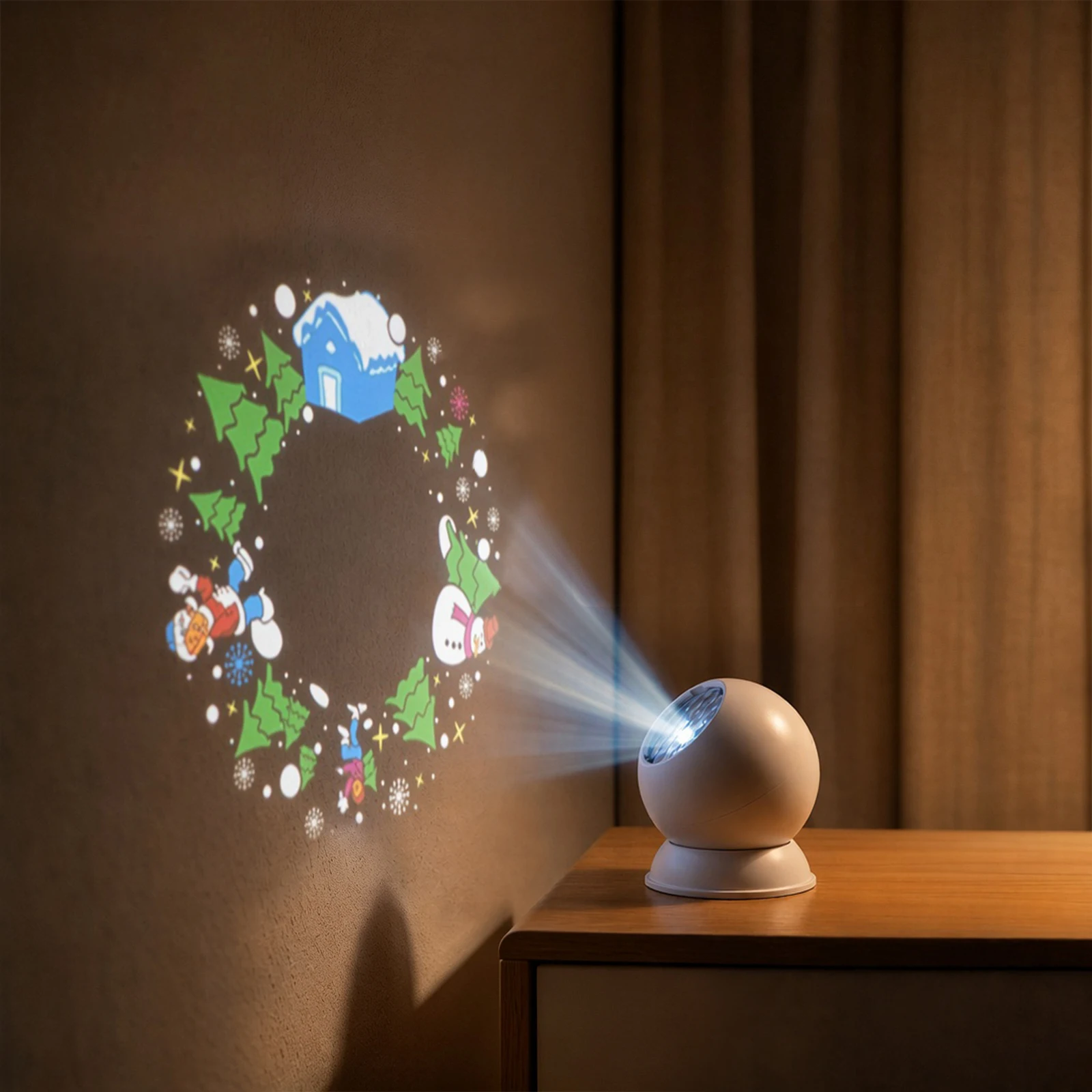 Dynamic 360 Degree Rotating Snowflake Projector Light USB Powered Holiday Festival Stage Atmosphere Decor