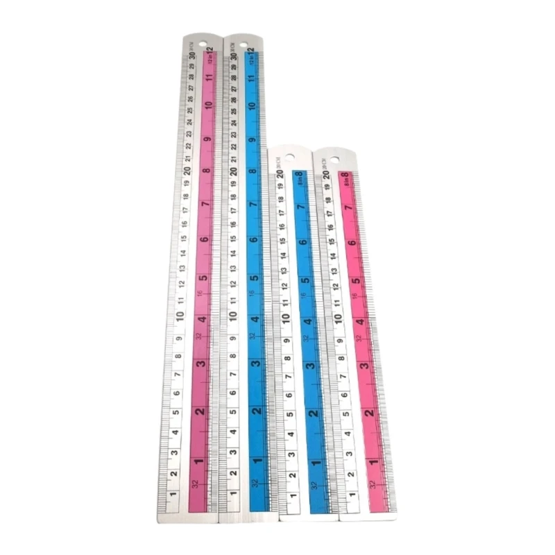 Metal Ruler Set for Precise Work in Office Home Smooth Accurate Measurements